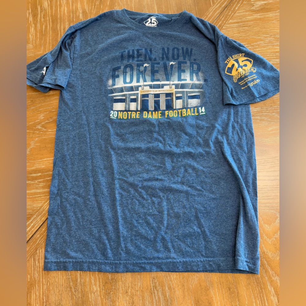 Notre Dame Football 2014 25 year Then, Now, Forever Blue T-Shirt